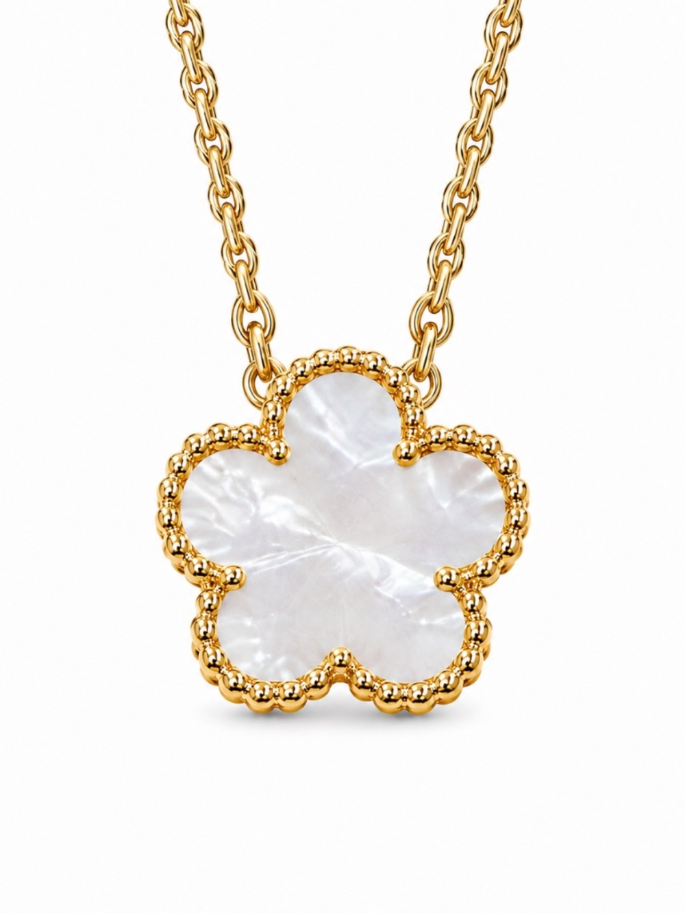 Gold-Tone Mother-of-Pearl Flower Necklace